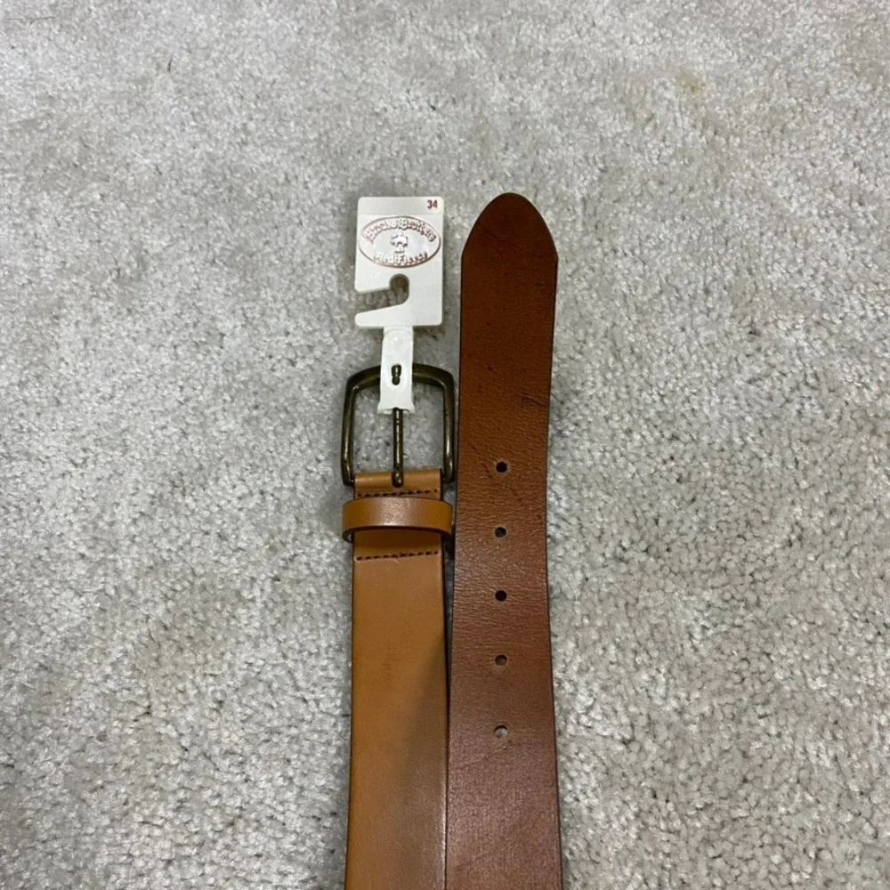 Brooks Brothers Leather Belt Mens 34 Tan Leather Belt Made Italy